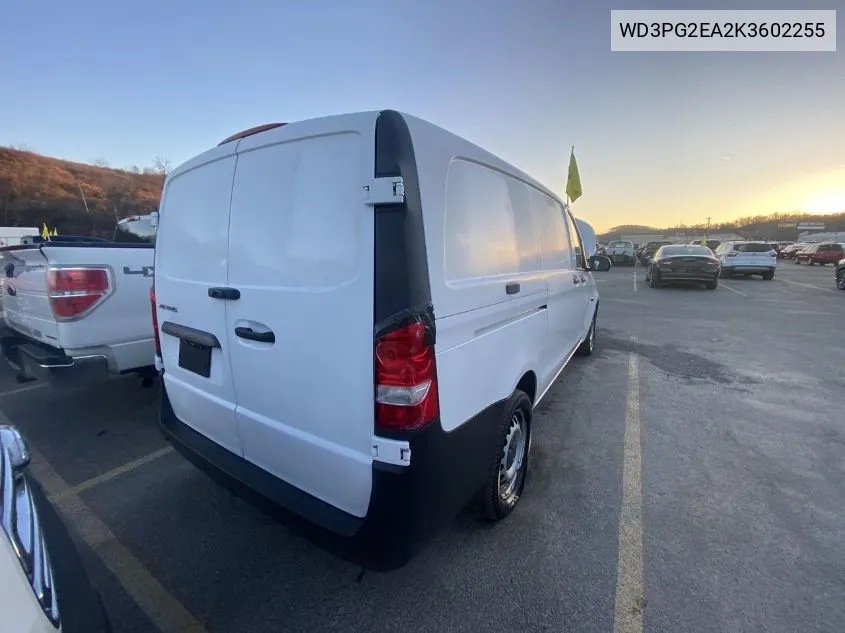 2019 Mercedes-Benz Metris VIN: WD3PG2EA2K3602255 Lot: 41087024