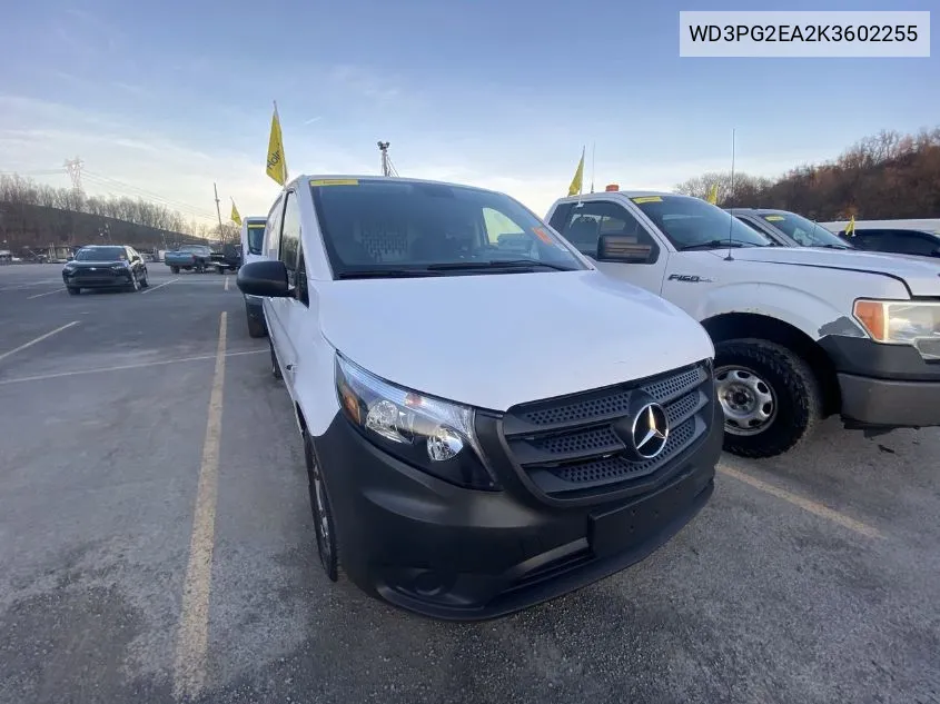 2019 Mercedes-Benz Metris VIN: WD3PG2EA2K3602255 Lot: 41087024