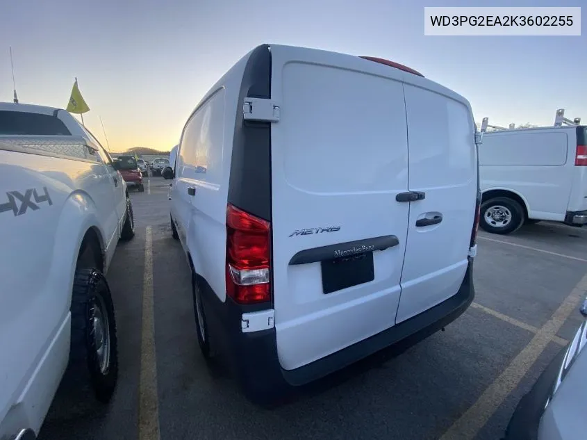 2019 Mercedes-Benz Metris VIN: WD3PG2EA2K3602255 Lot: 41087024