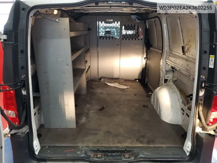 2019 Mercedes-Benz Metris VIN: WD3PG2EA2K3602255 Lot: 41087024