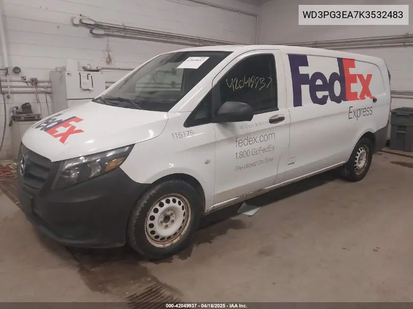 2019 Mercedes-Benz Metris VIN: WD3PG3EA7K3532483 Lot: 42049937