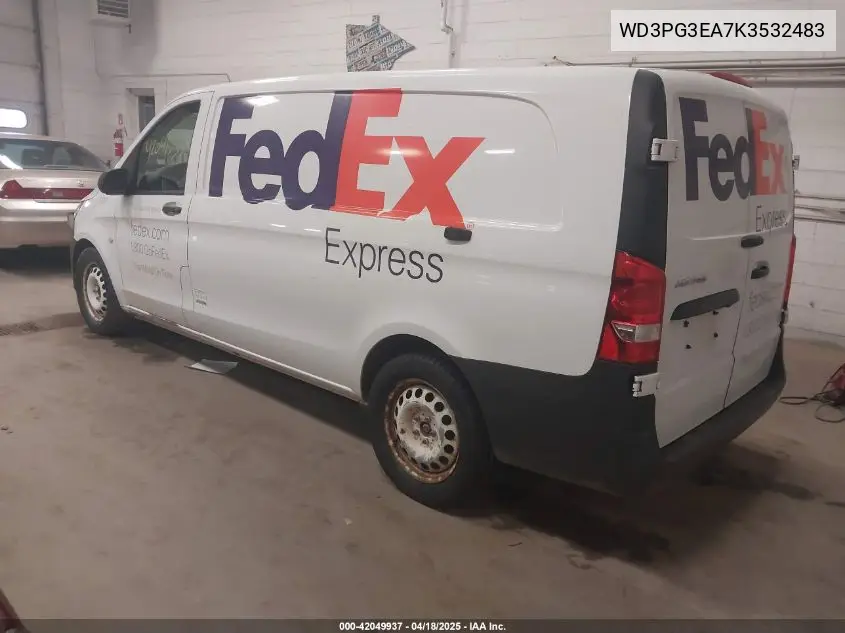 2019 Mercedes-Benz Metris VIN: WD3PG3EA7K3532483 Lot: 42049937