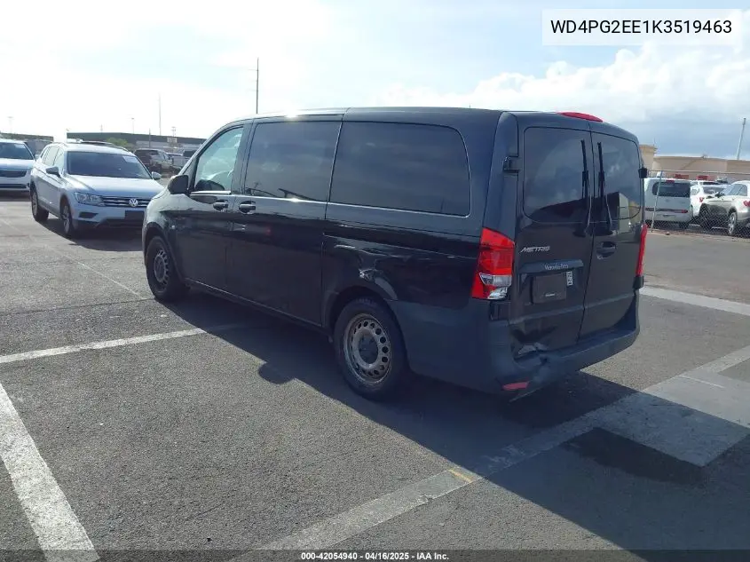 2019 Mercedes-Benz Metris VIN: WD4PG2EE1K3519463 Lot: 42054940