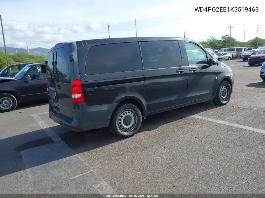 2019 Mercedes-Benz Metris VIN: WD4PG2EE1K3519463 Lot: 42054940