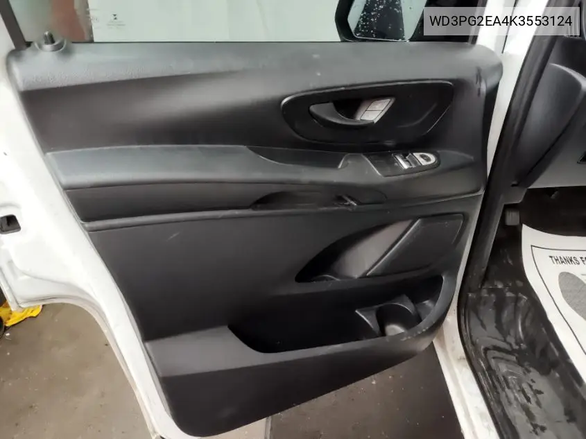 2019 Mercedes-Benz Metris VIN: WD3PG2EA4K3553124 Lot: 42363780