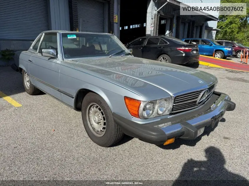 1981 Mercedes-Benz 380 Sl VIN: WDBBA45A0BB007602 Lot: 42175344