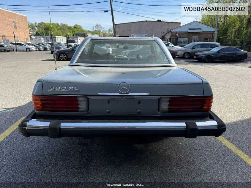1981 Mercedes-Benz 380 Sl VIN: WDBBA45A0BB007602 Lot: 42175344