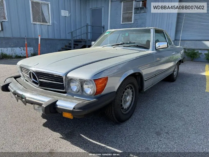 1981 Mercedes-Benz 380 Sl VIN: WDBBA45A0BB007602 Lot: 42175344