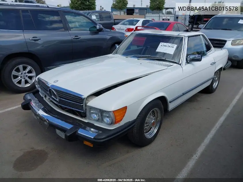 1982 Mercedes-Benz 380 Sl VIN: WDBBA45A1CB015578 Lot: 42062020