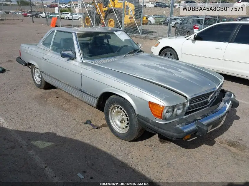 1982 Mercedes-Benz 380 Sl VIN: WDBBA45A8CB017571 Lot: 42483211