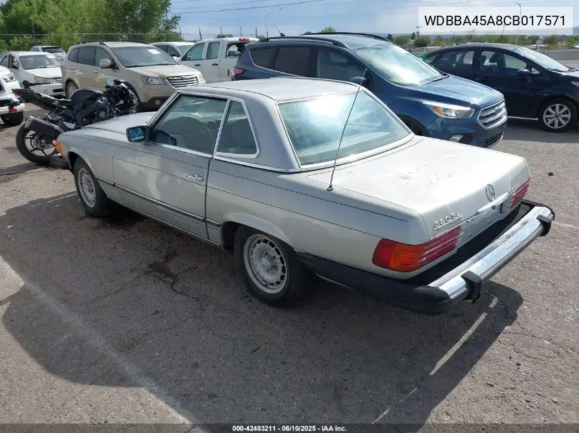 1982 Mercedes-Benz 380 Sl VIN: WDBBA45A8CB017571 Lot: 42483211