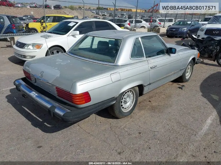 1982 Mercedes-Benz 380 Sl VIN: WDBBA45A8CB017571 Lot: 42483211