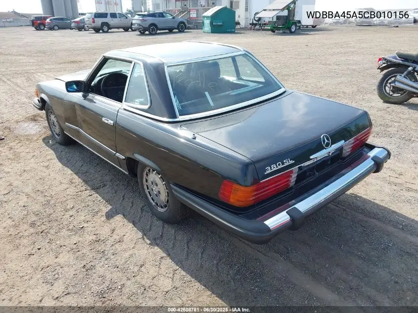 1982 Mercedes-Benz 380 Sl VIN: WDBBA45A5CB010156 Lot: 42608781