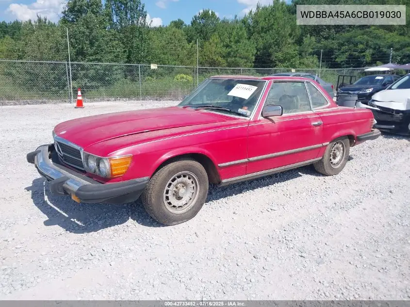 1982 Mercedes-Benz 380 Sl VIN: WDBBA45A6CB019030 Lot: 42733452