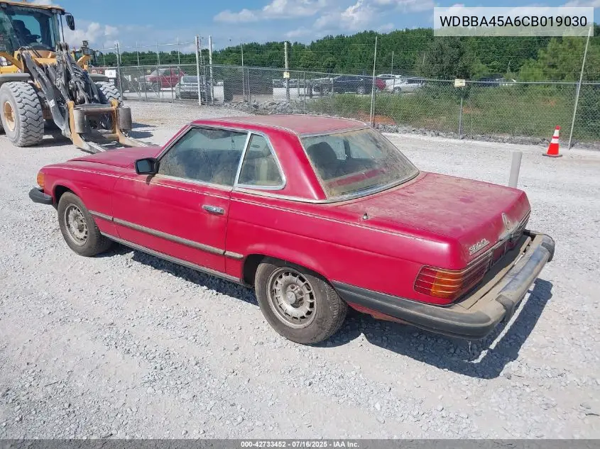 1982 Mercedes-Benz 380 Sl VIN: WDBBA45A6CB019030 Lot: 42733452