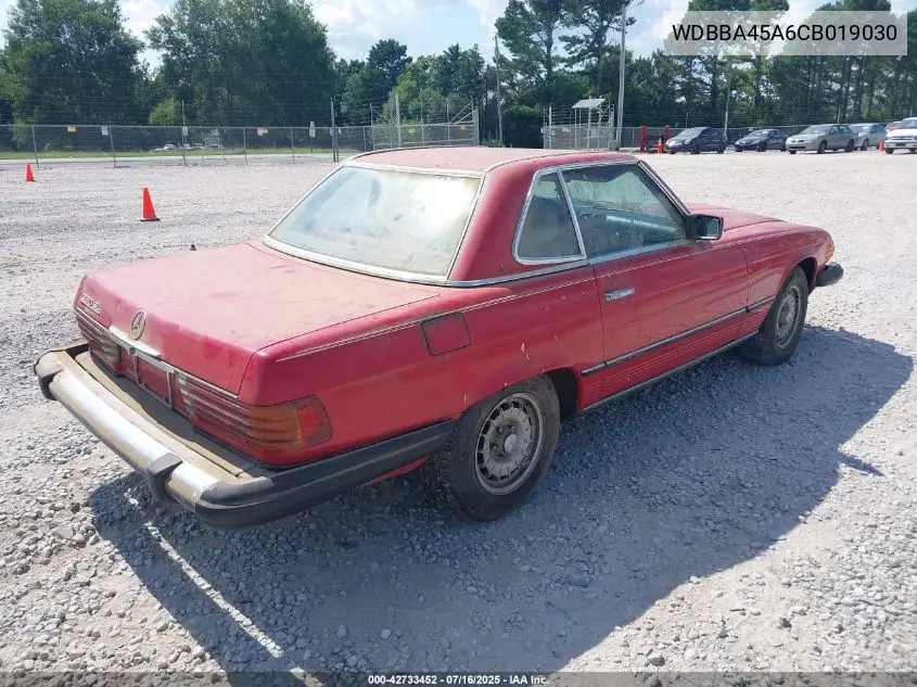 1982 Mercedes-Benz 380 Sl VIN: WDBBA45A6CB019030 Lot: 42733452