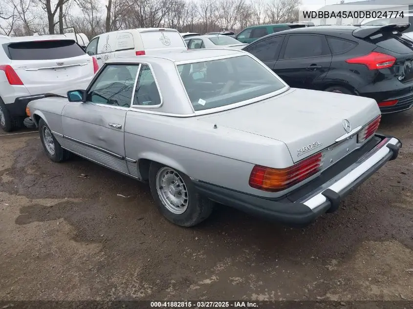 1983 Mercedes-Benz 380 Sl VIN: WDBBA45A0DB024774 Lot: 41882815