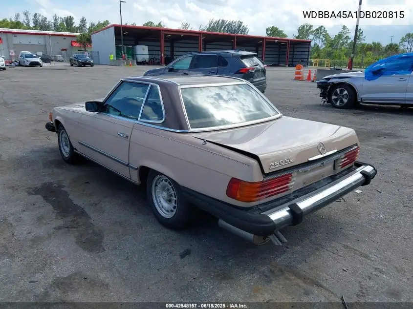 1983 Mercedes-Benz 380 Sl VIN: WDBBA45A1DB020815 Lot: 42548157