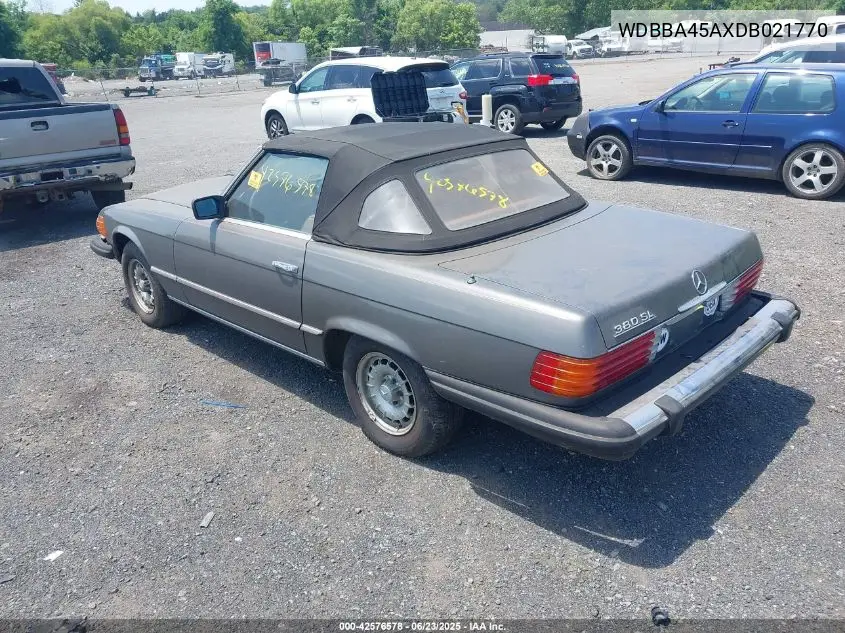 1983 Mercedes-Benz 380 Sl VIN: WDBBA45AXDB021770 Lot: 42576578