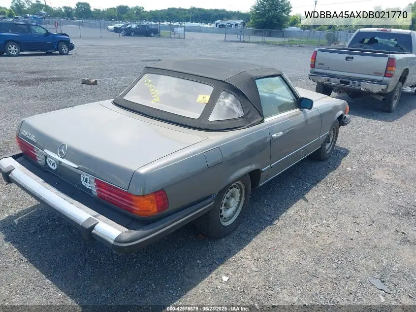 1983 Mercedes-Benz 380 Sl VIN: WDBBA45AXDB021770 Lot: 42576578