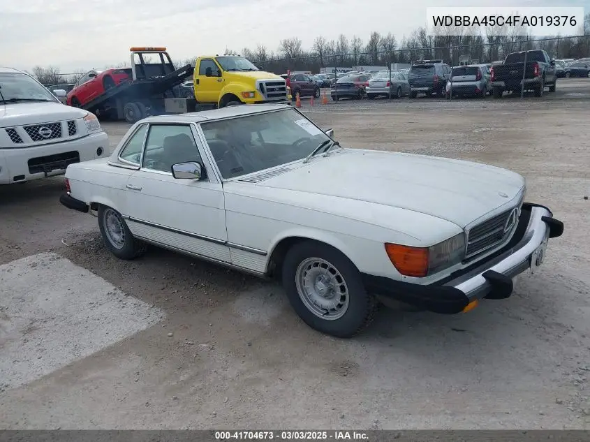 1985 Mercedes-Benz 380 Sl VIN: WDBBA45C4FA019376 Lot: 41704673