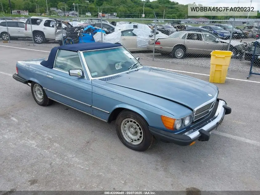 1985 Mercedes-Benz 380 Sl VIN: WDBBA45C7FA020232 Lot: 42206469