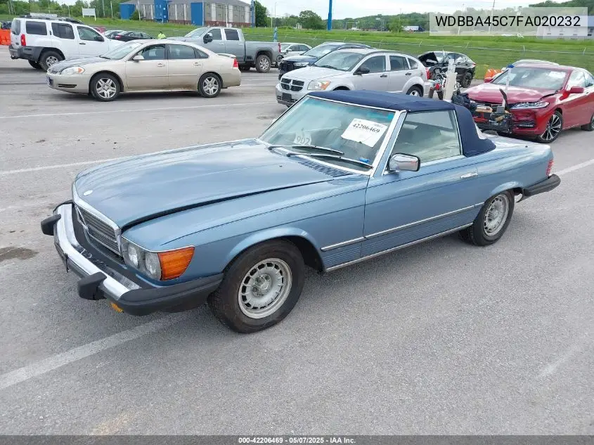 1985 Mercedes-Benz 380 Sl VIN: WDBBA45C7FA020232 Lot: 42206469