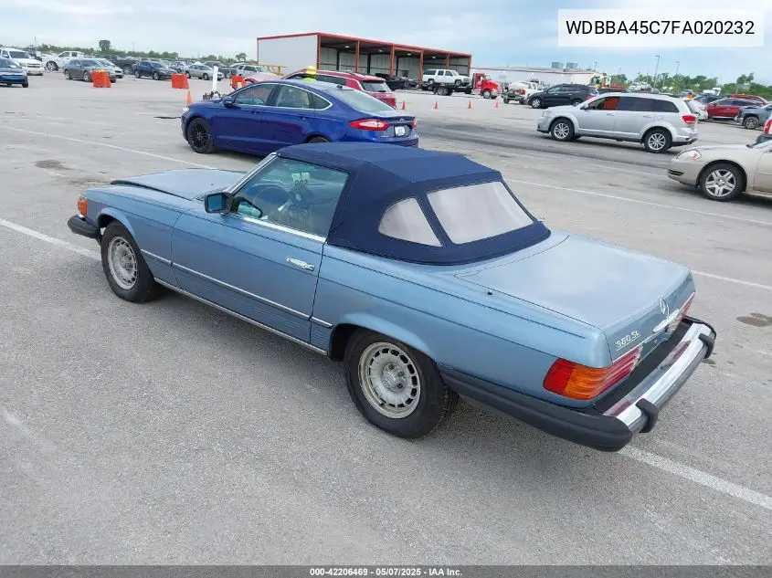 1985 Mercedes-Benz 380 Sl VIN: WDBBA45C7FA020232 Lot: 42206469