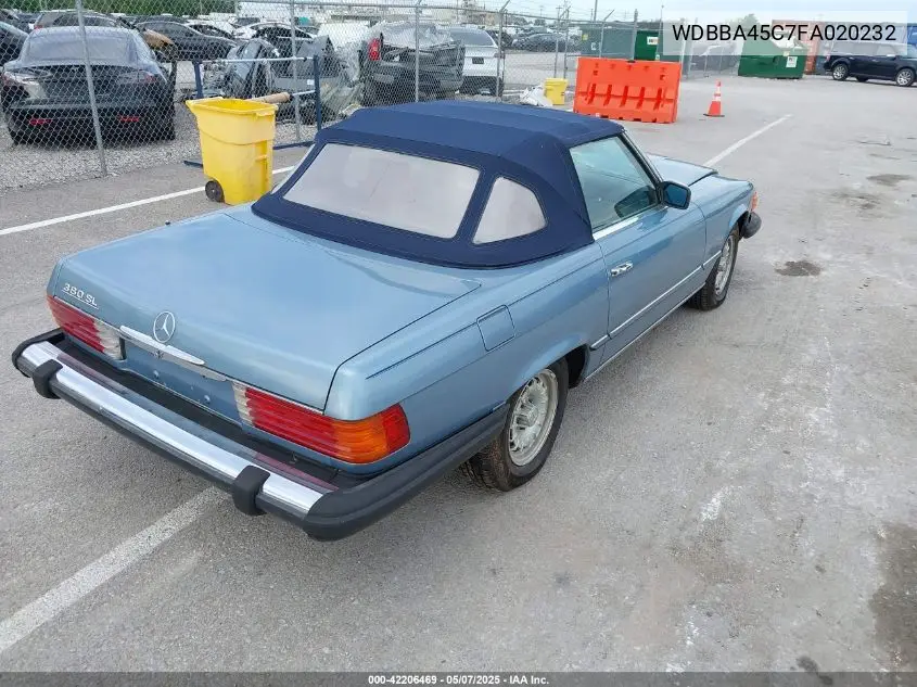 1985 Mercedes-Benz 380 Sl VIN: WDBBA45C7FA020232 Lot: 42206469