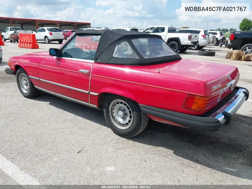 1985 Mercedes-Benz 380 Sl VIN: WDBBA45C7FA021767 Lot: 42233781