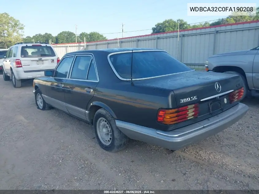 1985 Mercedes-Benz 380 Se VIN: WDBCA32C0FA190208 Lot: 42436227