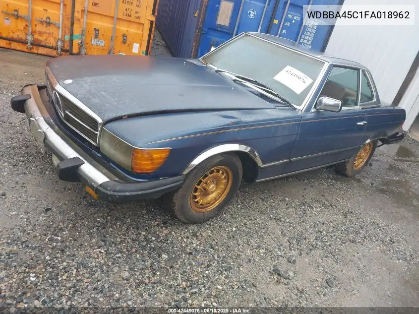 1985 Mercedes-Benz 380 Sl VIN: WDBBA45C1FA018962 Lot: 42449076