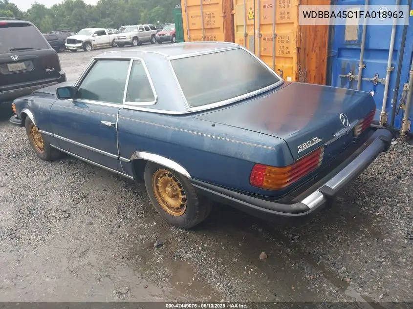 1985 Mercedes-Benz 380 Sl VIN: WDBBA45C1FA018962 Lot: 42449076