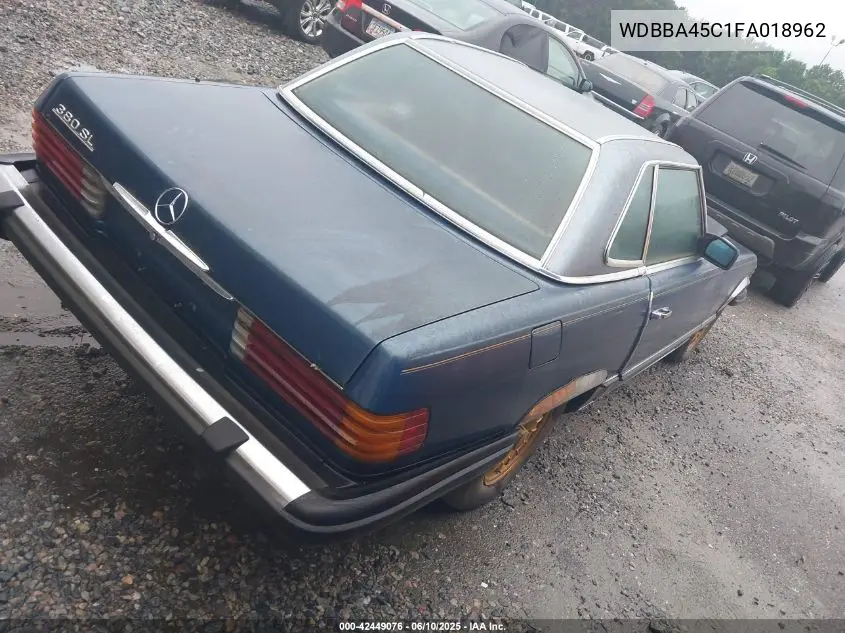 1985 Mercedes-Benz 380 Sl VIN: WDBBA45C1FA018962 Lot: 42449076