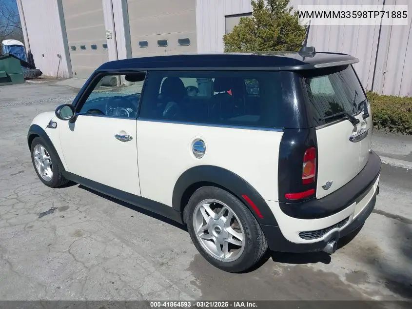 2008 Mini Cooper S Clubman VIN: WMWMM33598TP71885 Lot: 41864593