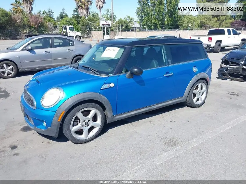 2008 Mini Cooper S Clubman VIN: WMWMM33508TP88302 Lot: 42718503