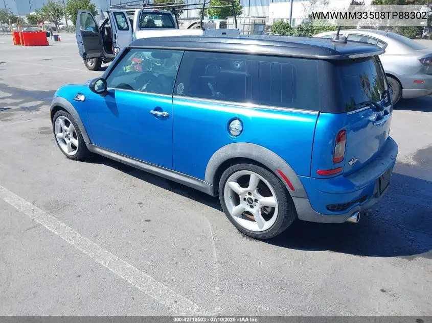 2008 Mini Cooper S Clubman VIN: WMWMM33508TP88302 Lot: 42718503