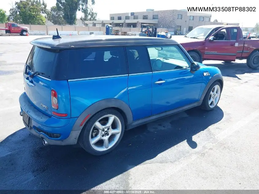 2008 Mini Cooper S Clubman VIN: WMWMM33508TP88302 Lot: 42718503