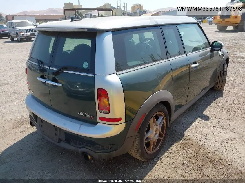 2008 Mini Cooper S Clubman VIN: WMWMM33598TP87598 Lot: 42731430