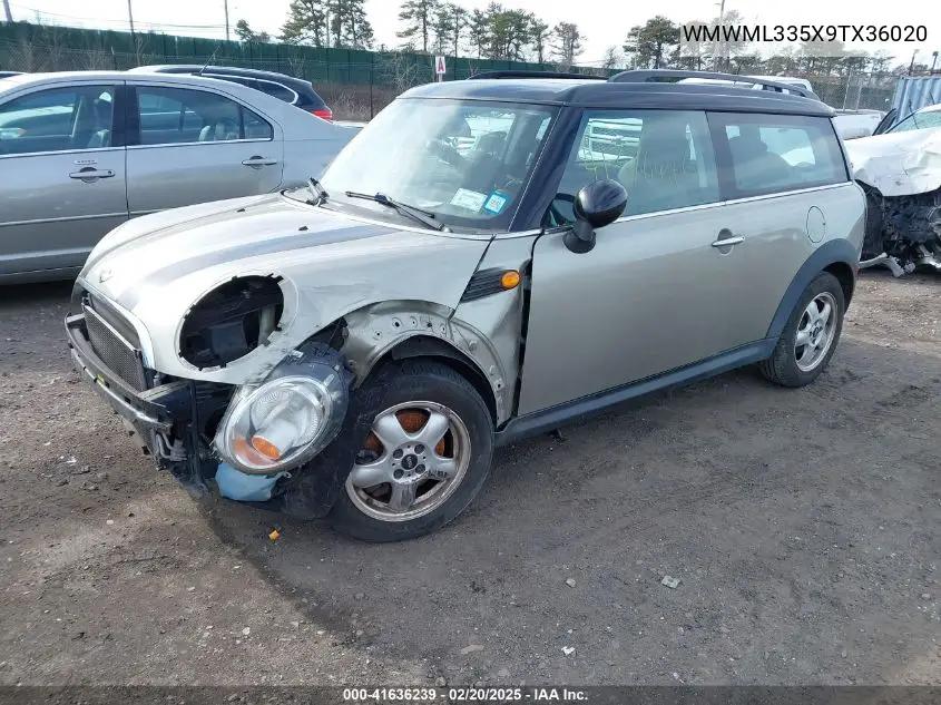 2009 Mini Cooper Clubman VIN: WMWML335X9TX36020 Lot: 41636239
