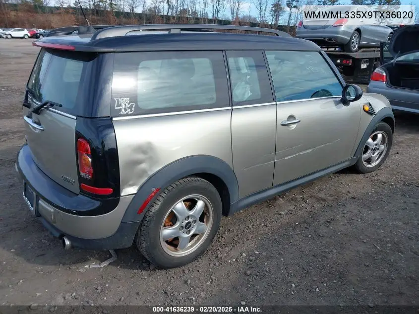 2009 Mini Cooper Clubman VIN: WMWML335X9TX36020 Lot: 41636239