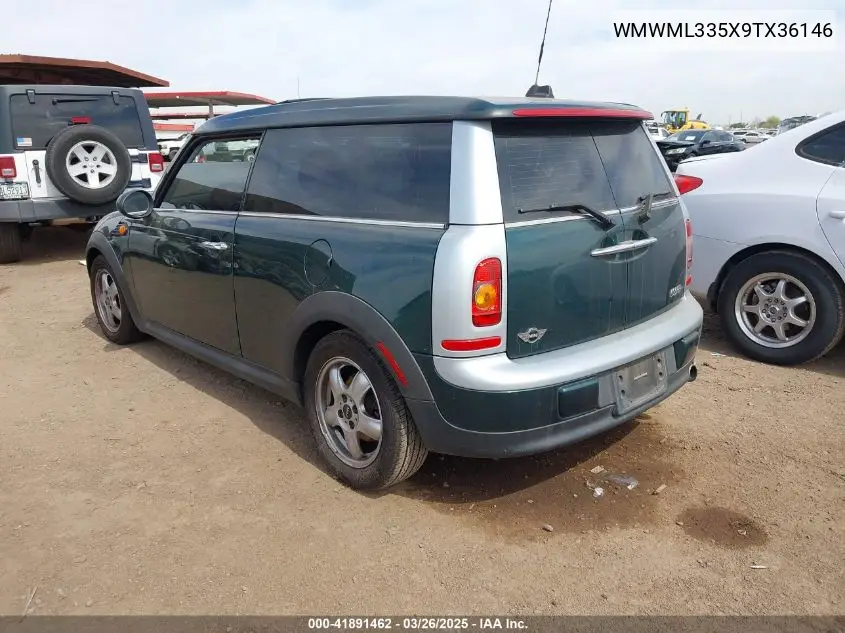 2009 Mini Cooper Clubman VIN: WMWML335X9TX36146 Lot: 41891462