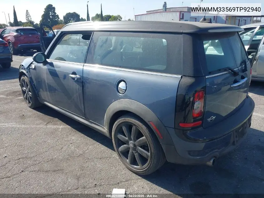 2009 Mini Cooper S Clubman VIN: WMWMM33569TP92940 Lot: 42100999