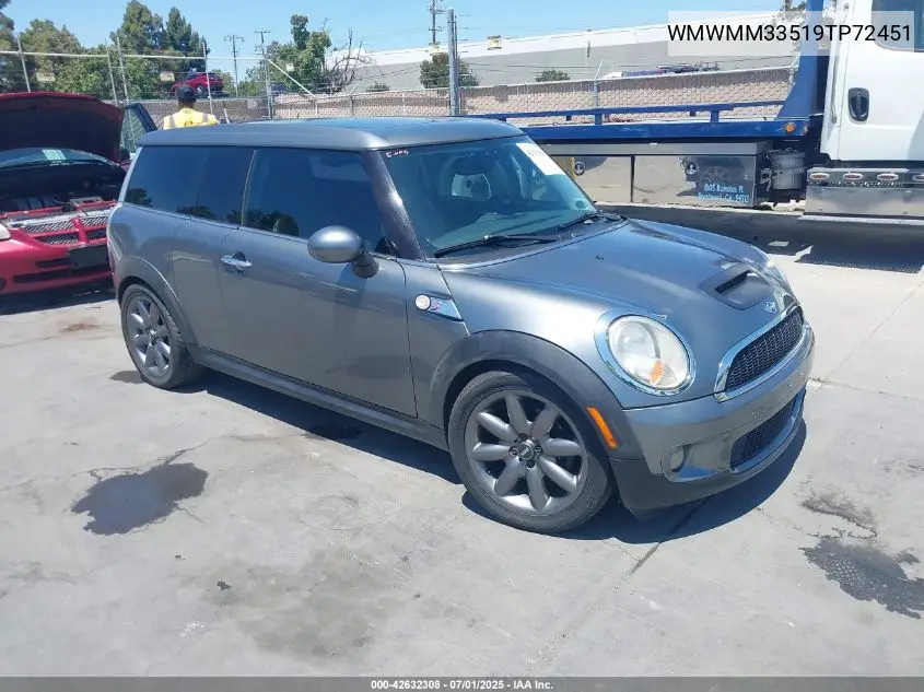 2009 Mini Cooper S Clubman VIN: WMWMM33519TP72451 Lot: 42632308