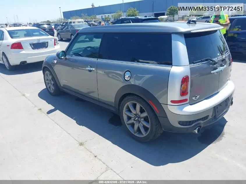 2009 Mini Cooper S Clubman VIN: WMWMM33519TP72451 Lot: 42632308