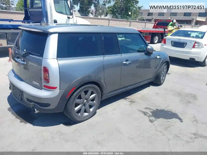 2009 Mini Cooper S Clubman VIN: WMWMM33519TP72451 Lot: 42632308