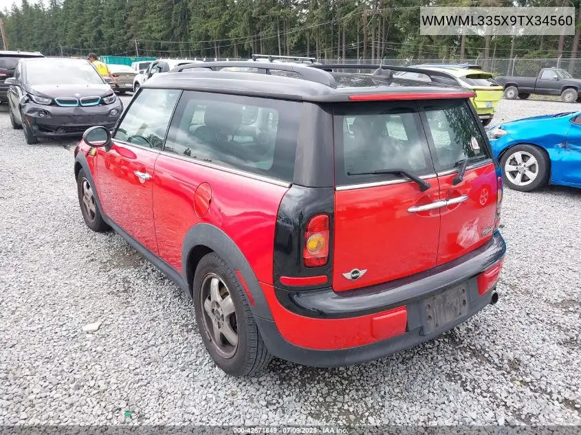 2009 Mini Cooper Clubman VIN: WMWML335X9TX34560 Lot: 42671849