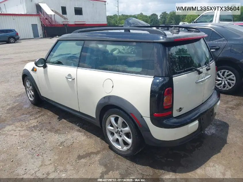 2009 Mini Cooper Clubman VIN: WMWML335X9TX33604 Lot: 42729713