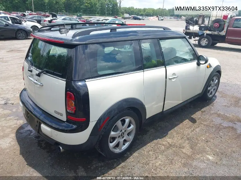 2009 Mini Cooper Clubman VIN: WMWML335X9TX33604 Lot: 42729713