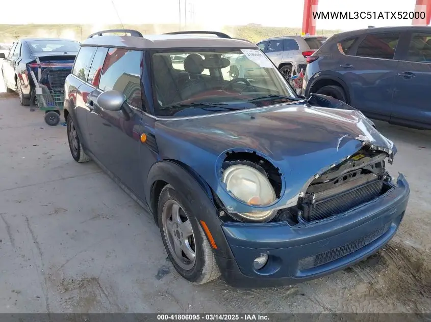 2010 Mini Cooper Clubman VIN: WMWML3C51ATX52000 Lot: 41806095
